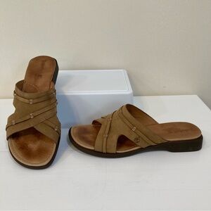 Timberland Comforia System Slide Sandals Sz 7 Brown Leather Slip On